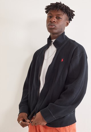 VINTAGE RALPH LAUREN ZIP-UP SWEATSHIRT BLACK
