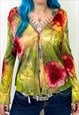 VINTAGE 90S FLORAL CARDIGAN FLORAL MESH TOP 