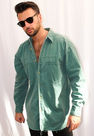 VINTAGE RAW HEM DENIM SHIRT