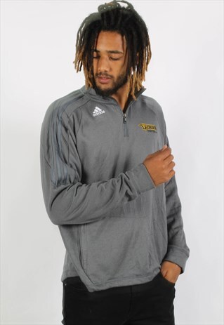 VINTAGE ADIDAS 1/4 ZIP SWEATSHIRT GREY