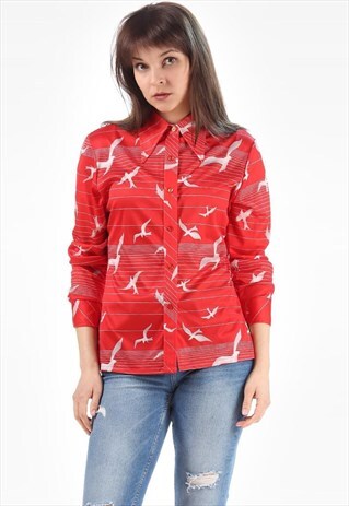RETRO SEAGULL PRINT SHIRT