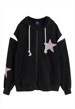 Detachable hoodie removable sleeves pullover grunge jumper