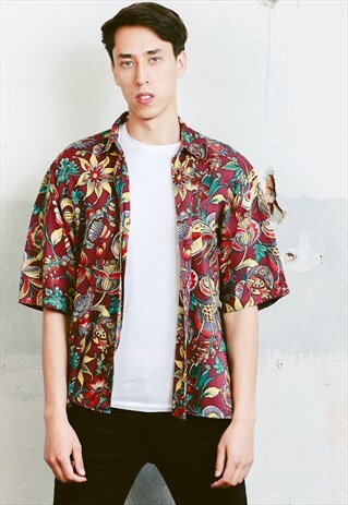 VINTAGE FLORAL PRINT VACATION SHIRT