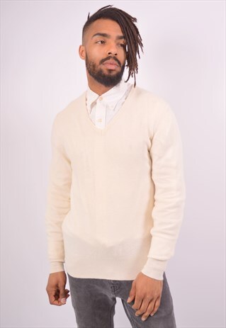 KAPPA MENS JUMPER SWEATER MEDIUM OFF WHITE VINTAGE