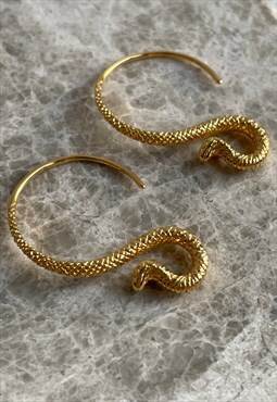 Gold Snake Hoop Earrings, Sterling Silver Jewellery 