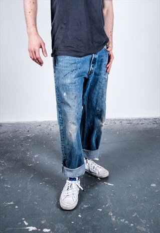VINTAGE BLUE LEVI'S 501 PAINT JEANS