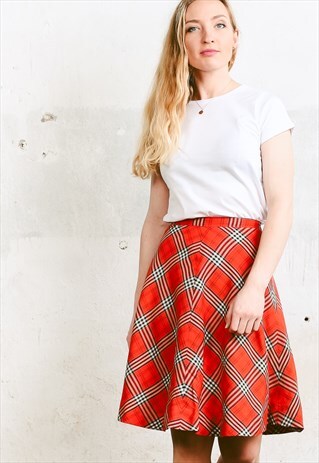VINTAGE 80S CHECKED SKATER SKIRT