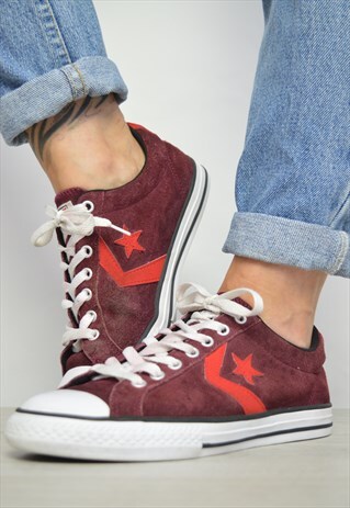 VINTAGE 90S CONVERSE BURGUNDY & RED SUEDE OX SHOES PREPPY