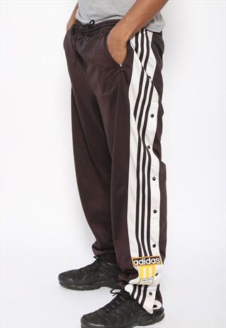 VINTAGE ADIDAS 3 STRIPE LOGO TRACK BOTTOMS POPPERS BLACK