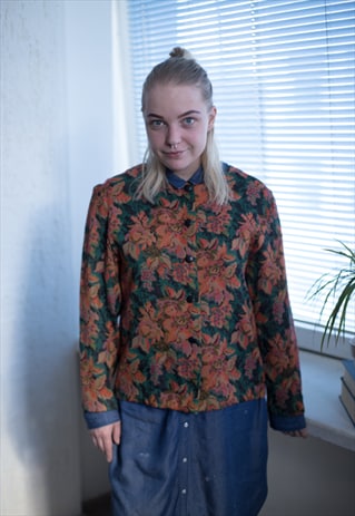 VINTAGE 80'S MULTICOLOUR FLOWER PRINT JACKET