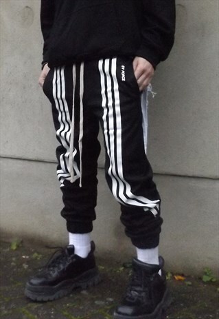 SLIM FIT LONG LACE THREE STRIPES TRACK BOTTOMS CUFFED JOGGER