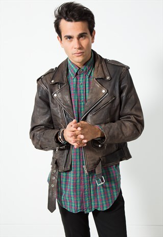 VINTAGE BIKER LEATHER JACKET / S13