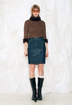 Vintage Y2K Denim Skirt in Blue Stonewashed