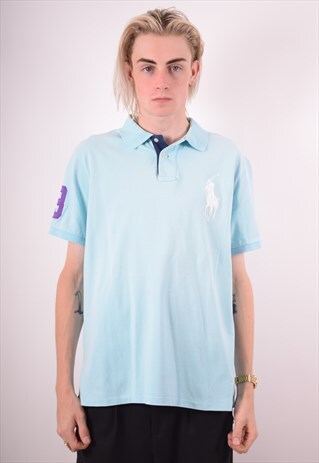 POLO RALPH LAUREN MENS VINTAGE POLO SHIRT XL BLUE 90S