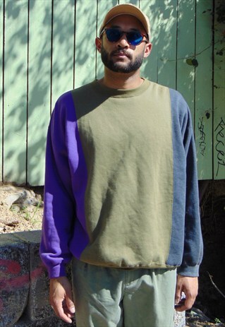 90S SKATER SURFER COLOR BLOCK SWEATSHIRT LARGE