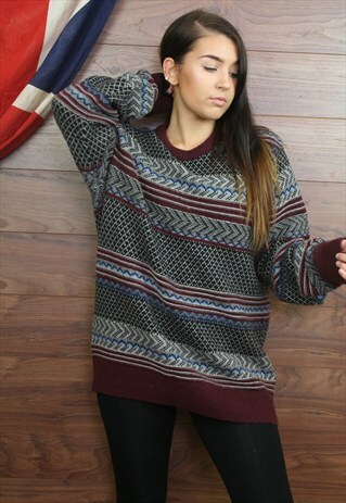 VINTAGE OVERSIZED ,COSY KNIT JUMPER, MEDIUM