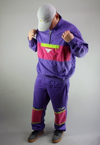 MEN'S VINTAGE FULL TRACKSUIT IN PURPLE & PINK