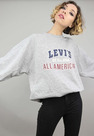 VINTAGE 90S OVERSIZED GREY LEVI'S SWEATER SWEATSHIRT
