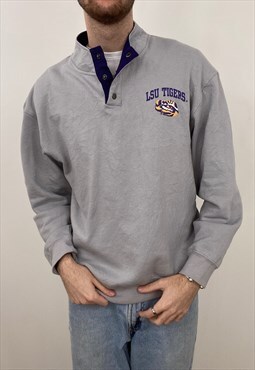 Vintage grey American university LSU button sweatshirt