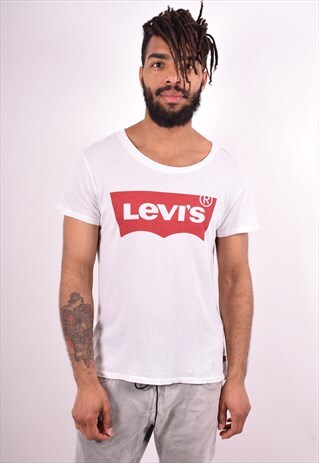 LEVI'S MENS VINTAGE T-SHIRT TOP LARGE WHITE 90S