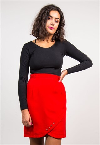 VINTAGE 90'S CUTE RED MINI PENCIL SKIRT