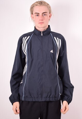 ADIDAS MENS VINTAGE TRACKSUIT TOP JACKET MEDIUM NAVY 90S