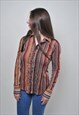 90S STRIPED BLOUSE, CASUAL BUTTON UP SHIRT