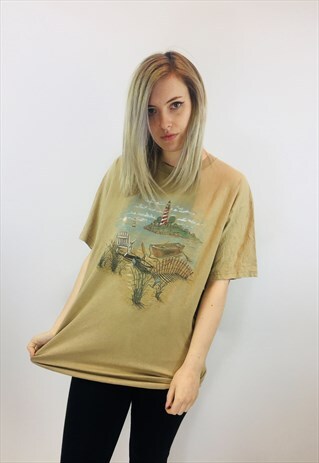 VINTAGE LIGHTHOUSE CUTE PRINT T SHIRT