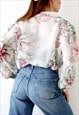 PATTERNED VINTAGE BLOUSE OVERSIZED PUFFY SLEEVES 80S FLORAL 