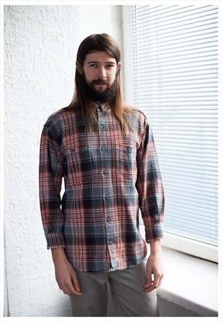 VINTAGE 80'S CHECKED COTTON SHIRT