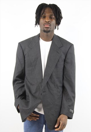 VINTAGE VERSACE PINSTRIPE BLACK BLAZER