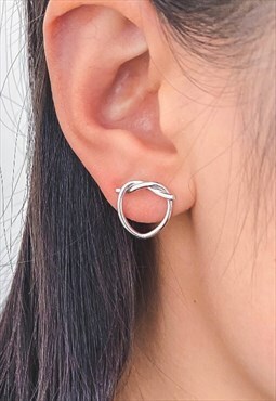 Lovers Knot Silver Stud Earrings