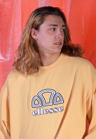VINTAGE ELLESSE YELLOW EMBROIDERED SWEATSHIRT