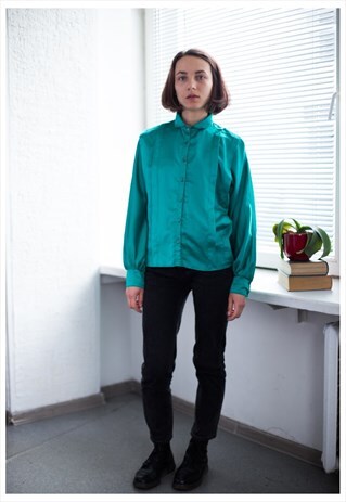 VINTAGE 80'S EMERALD GREEN SHIRT