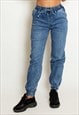 Paperbag Elasticated Waist Jeans In Blue