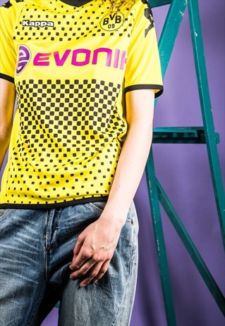 KAPPA VINTAGE 1990S YELLOW AND BLACK FOOTBALL SHIRT