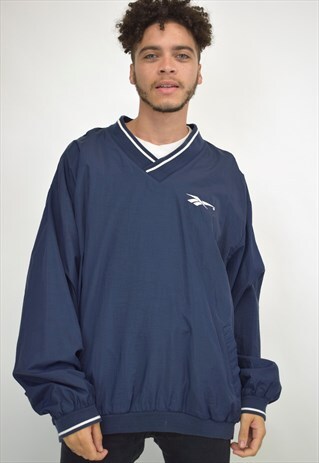 VINTAGE 90S REEBOK NAVY V-NECK SWEATER