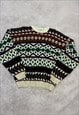 VINTAGE KNITTED JUMPER ABSTRACT PATTERNED KNIT SWEATER