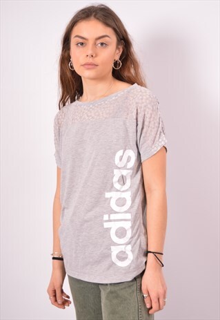 VINTAGE ADIDAS T-SHIRT TOP OVERSIZED GREY