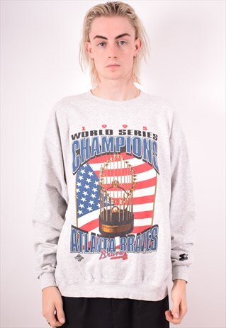 STARTER MENS VINTAGE SWEATSHIRT JUMPER LARGE GREY 90S