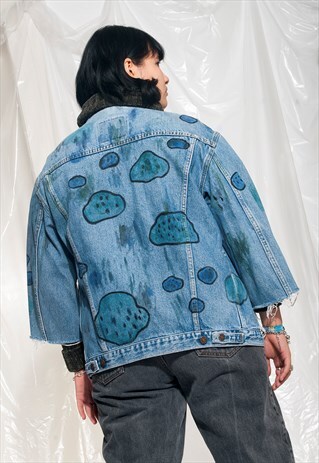 VINTAGE LEVI'S DENIM JACKET 80S REWORKED HAND-PAINTED CLOUD