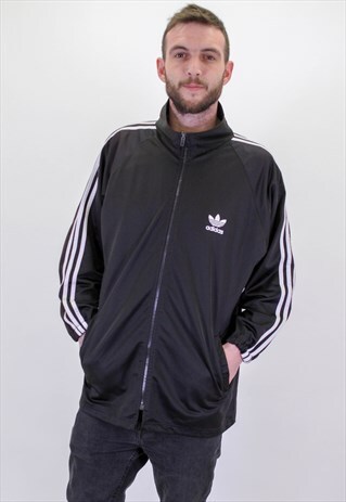VINTAGE ADIDAS JACKET IN BLACK XXL