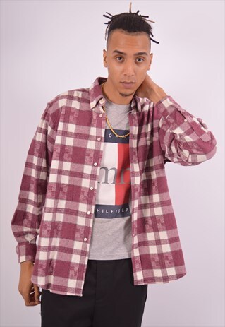 VINTAGE FLANNEL SHIRT CHECK MAROON