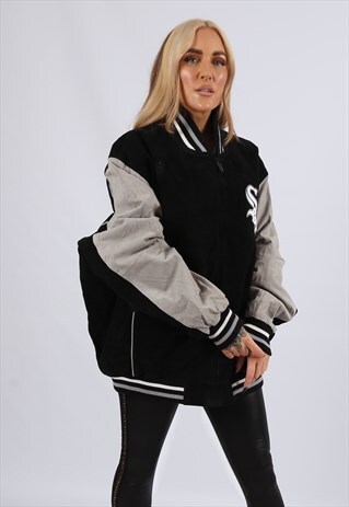 VINTAGE SOX NBL BASEBALL SUEDE BOMBER JACKET OVERSIZED (C3B)