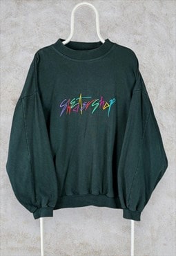 Vintage The Sweater Shop Green Sweatshirt 90s Embroidered L