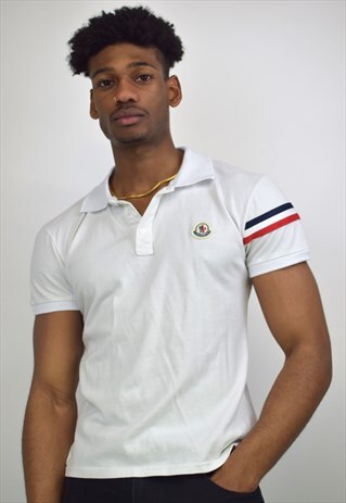 VINTAGE 90S MONCLER WHITE POLO T-SHIRT