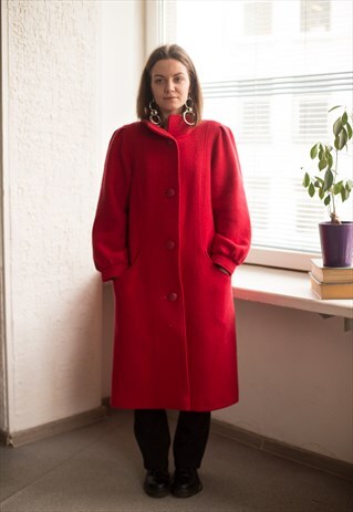 VINTAGE 90'S RED WOOL WINTER COAT