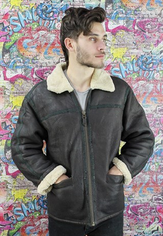 VINTAGE AVIATOR/FLYING JACKET. SHEARLING SHEEP SKIN. UNISEX.