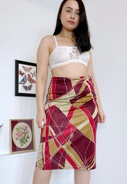 Vintage 90s Pattern Midi Skirt