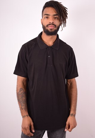 HUGO BOSS MENS VINTAGE POLO SHIRT LARGE BLACK 90S